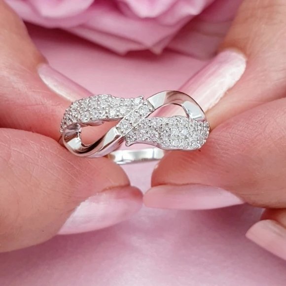 Three Layer Stackable Zircon Sweet Wings Wedding Ring for Women, MARR9201 - Picture 6 of 6